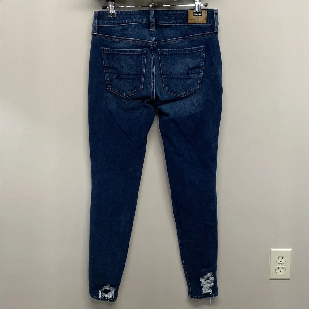 NWOT American Eagle The Dream Jean Hi Rise Jegging Distressed Hem 4
